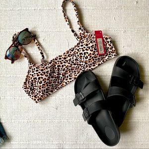 Animal Print Ribbed Bikini Top NWT